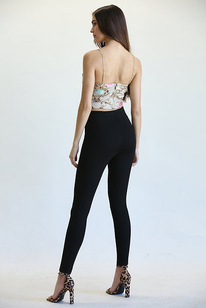 Champagne Cross Cross Cut Out Floral Top
