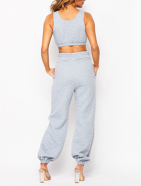 Cleo Grey Quilted Sweatpants
